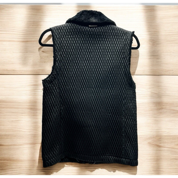 Columbia Women's Vest Black Faux Fur Collar Micro Quilted Full Zip Size Medium - Picture 5 of 11